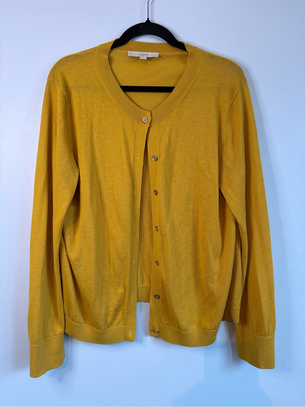 LOFT Mustard Yellow Button-Up Women's Cardigan